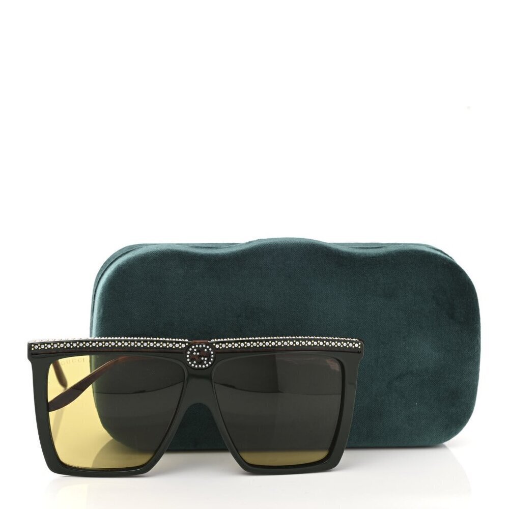 NWT GUCCI GG0733S - 005 Crystal Embellished Flat Top Sunglasses - Picture 13 of 15